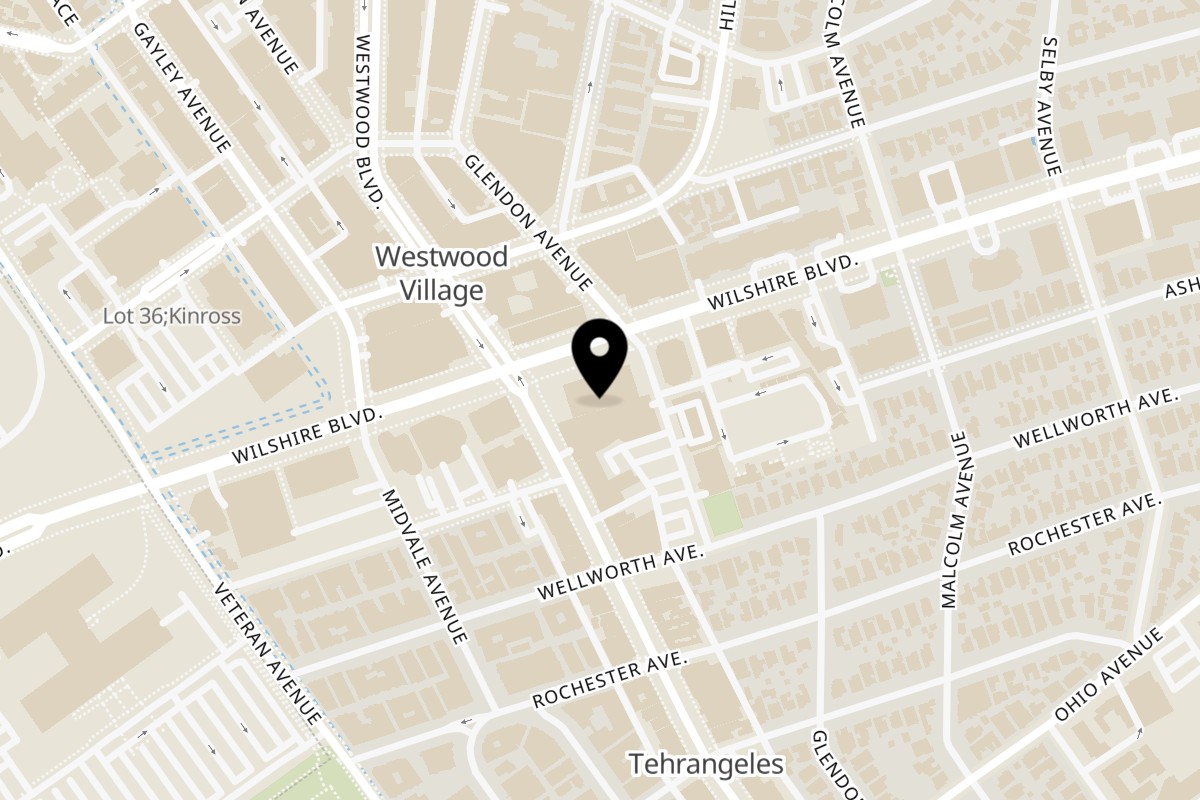 Map showing the location of Splurge LA on 10880 Wilshire Blvd #120 in Los Angeles